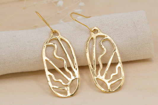 gold art deco sunbeam earrings