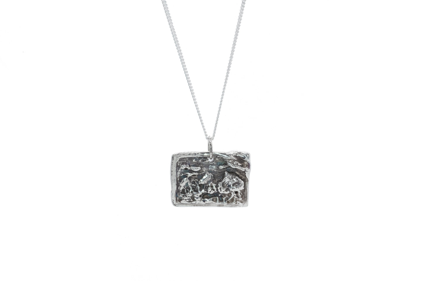 a silver postcard necklace customizable