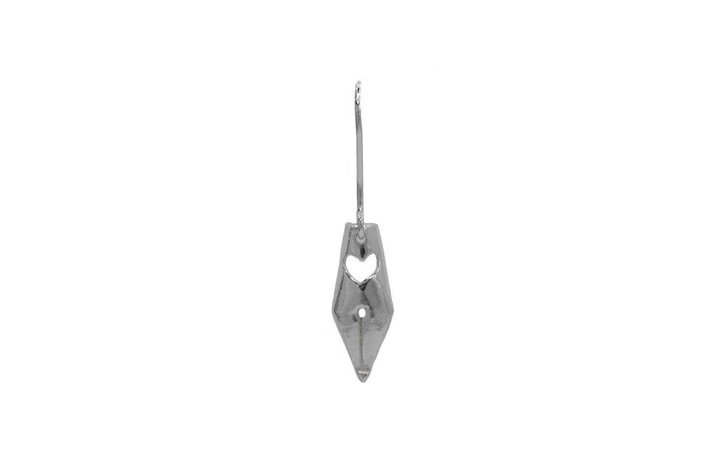 a silver pen nib earring for writers