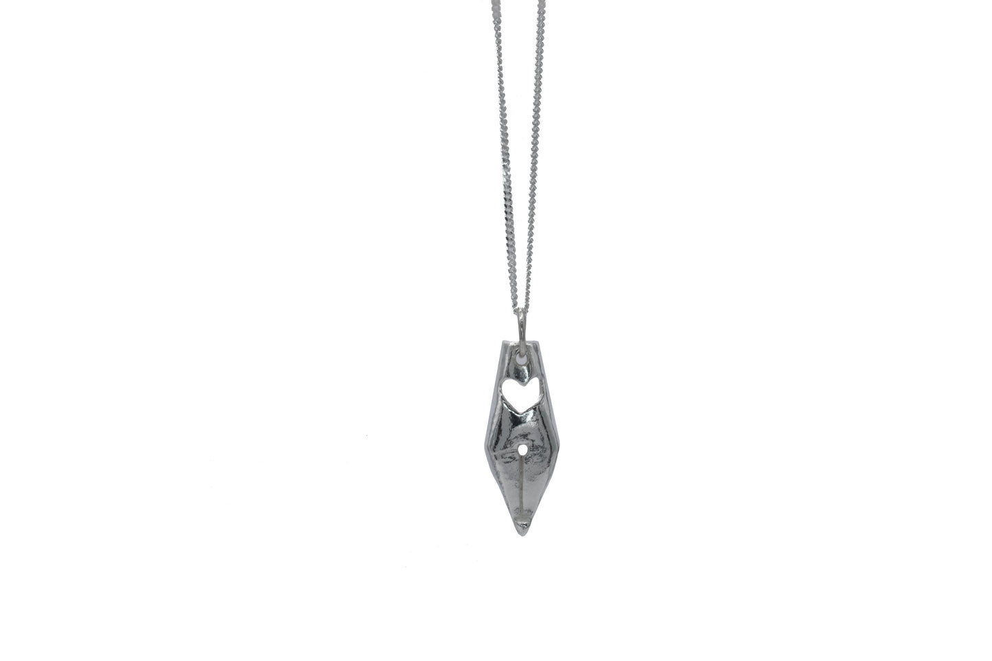 a silver pen nib necklace for writers