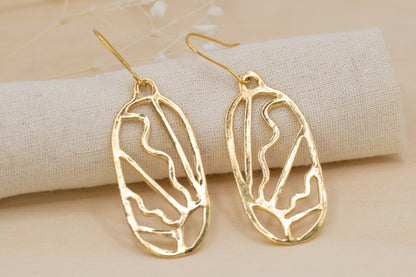 gold art deco sunbeam earrings
