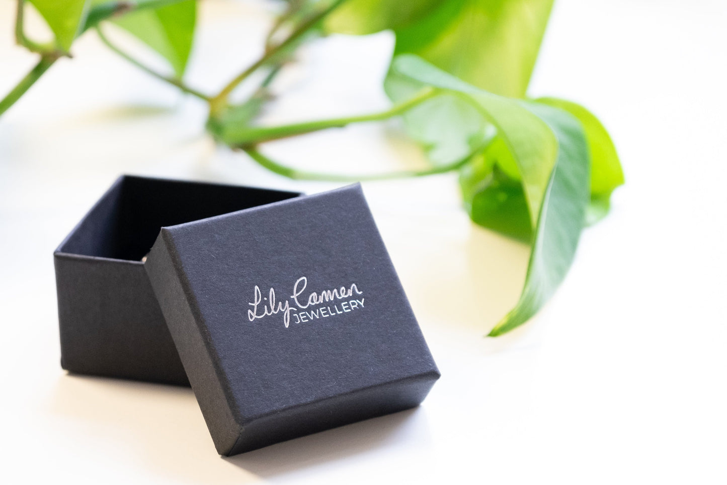 lily carmen jewellery box with leaf background