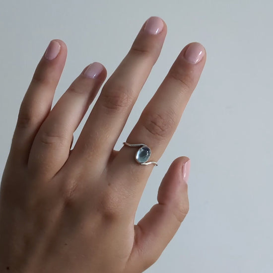 video of my silver ocean wave topaz ring being worn