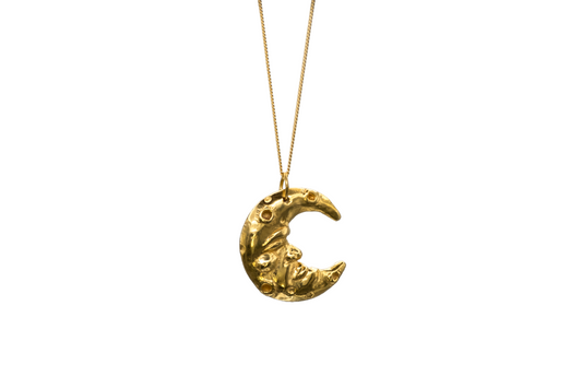 crescent moon pendant in gold plated silver