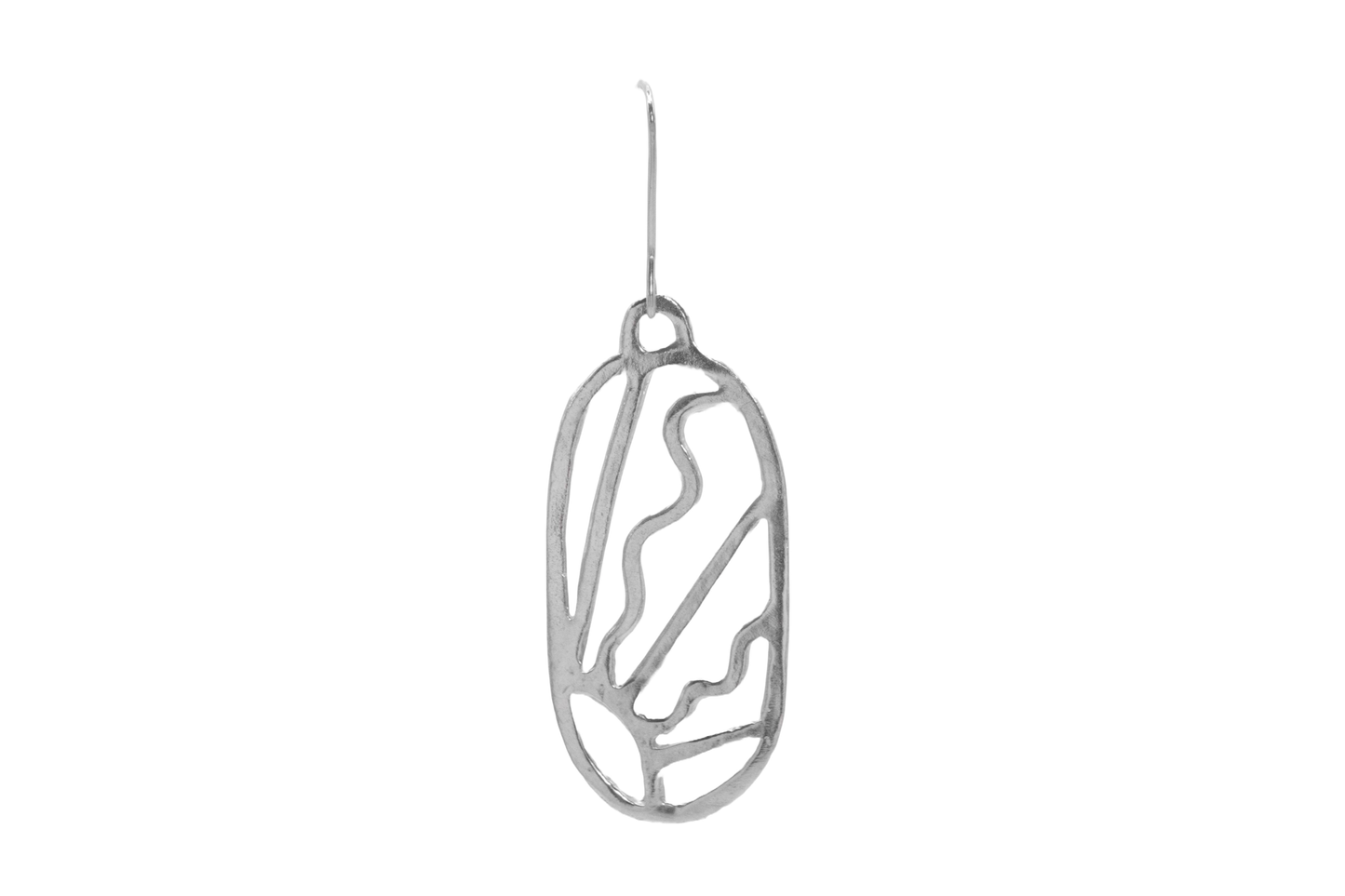 a large art deco sunbeam pendant earring in silver